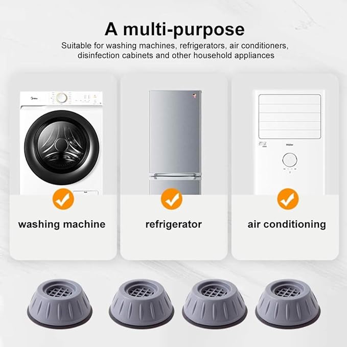 Anti Vibration Pad-Anti-vibration Pads For Washing Machine - 4 Pcs Shock Proof Feet For Washer ? Dryer, Great For Home, Laundry Room, Kitchen, Washer, Dryer, Table, Chair, Sofa, Bed (4 Units)