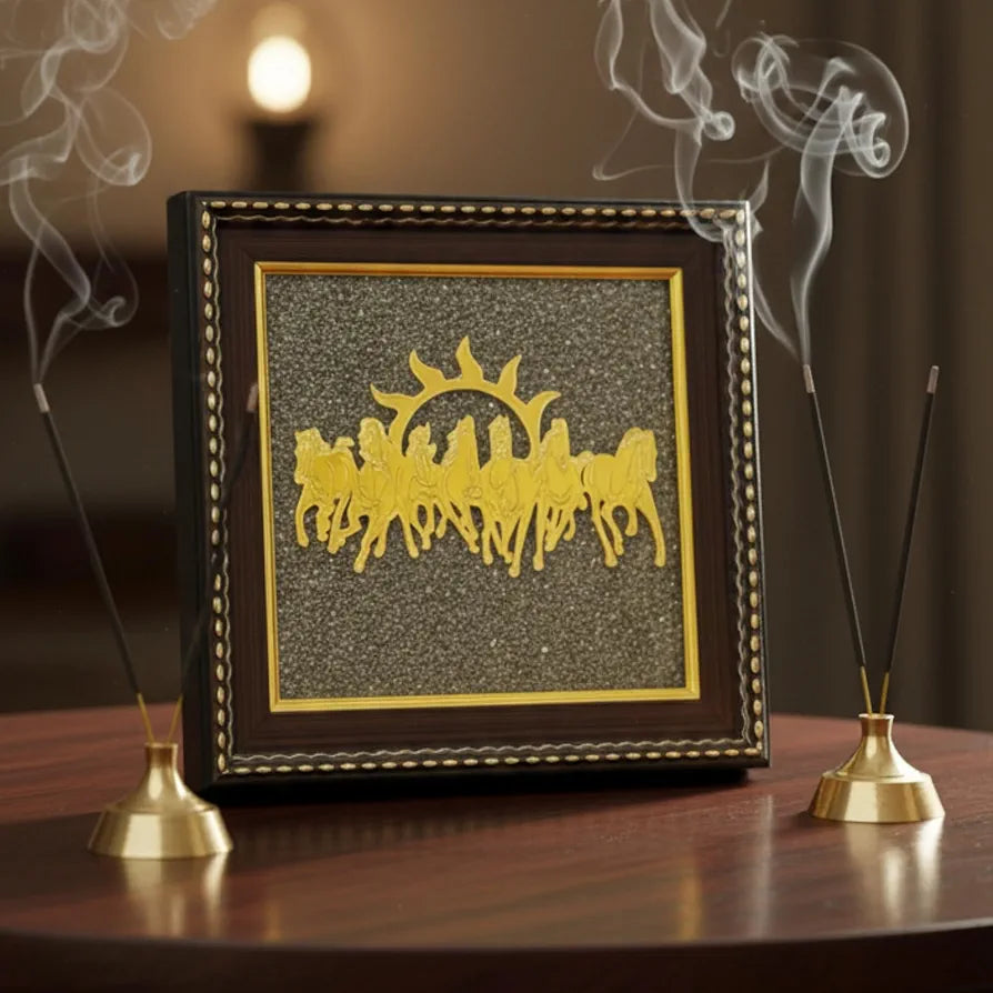 HEALING ZONE 7 Horses on Raw Pyrite Frame