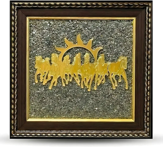 HEALING ZONE 7 Horses on Raw Pyrite Frame